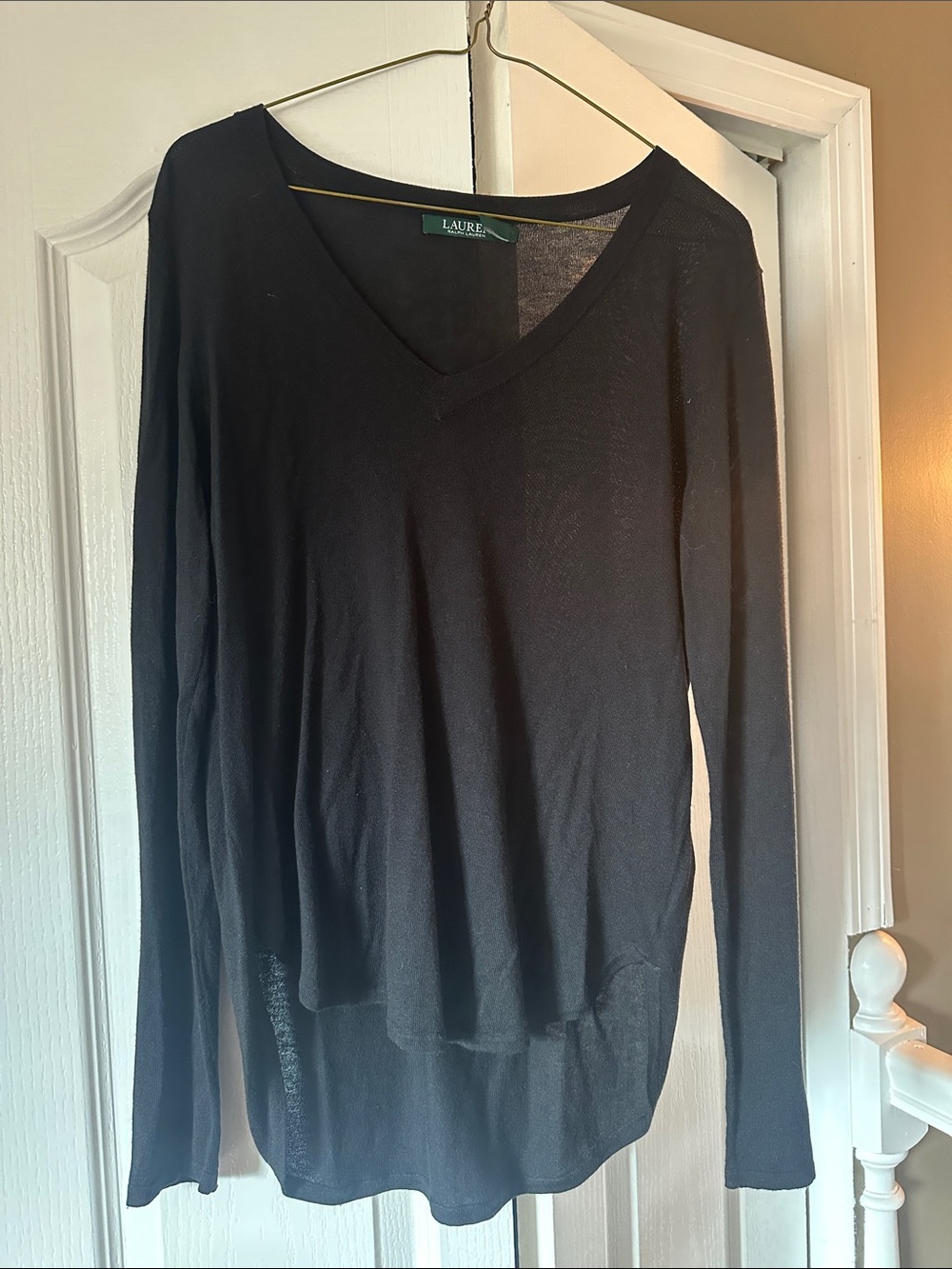 Lauren Ralph Lauren Black V-Neck Lightweight Sweater